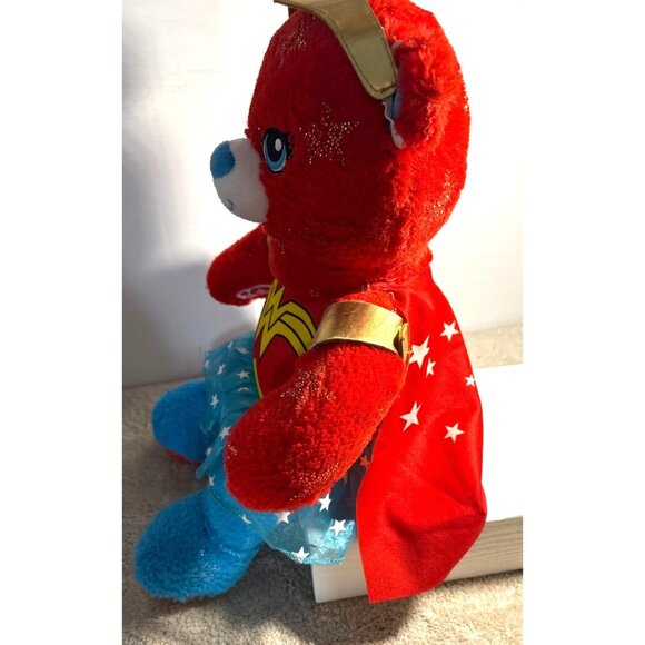 Build A Bear Workshop Wonder Woman Plush Bear With Cape & Tutu 16" Red Blue Gold - Picture 5 of 16